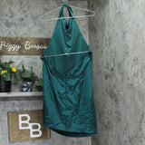 Blondie Nites Womens Juniors Satin Open-Back Halter Dress BC146 Hunter Green 17