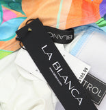 La Blanca Over-the-Shoulder Tankini Swimsuit Top Tropi-flage Blue Multi 8