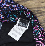 Island Escape Printed Halter-Back Tankini Swim Top Black / Pink Multi 18W