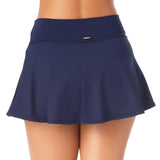 Anne Cole Soft Wide Band Swim Skirt Bikini Bottom MYMB41401 Navy Blue M