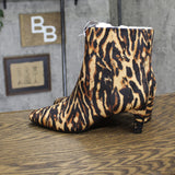 A New Day Block Heel Ankle Boots with Memory Foam Tiger Print Brown Multi 7M