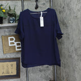 Ny Collection Womens Woven Plus Size Blouse WCRU0966 Navy Blue 1X