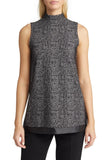 Anne Klein Womens Sleeveless Faux Leather Trim Mock Neck Knit Top 10843573