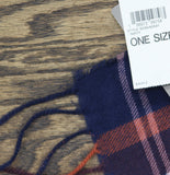 Style & Co. Womens Tartan Plaid Scarf Fringe SC9542501 Navy Blue Multi
