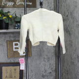 Rare Editions Girls Bow Crochet Open Front Cardigan F757105 Cream / Pink 6X