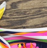 Trina Turk Womens Reversible Anniversary Stripe Bikini Swim Top Pink Multi 6