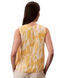 Calvin Klein Printed Chiffon Sleeveless Woven Top Lemon Amber Yellow Multi S