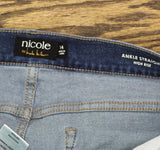 nicole By Nicole Miller Printed Cuff Ankle Jeans Dark Wash Animal Blue 14