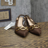 A New Day Womens Tabitha Oversized Chain Sling Back Heels 94305246 Brown 7.5M