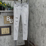 American Eagle Womens Next Level Stretch Distressed Hi Rise Jeggings Gray 4
