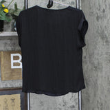 Nine West Womens Rolled Short Sleeve Blouse Shirt Top 1661b54c9e5197 Black S