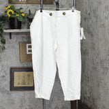 Calvin Klein Womens Plus Size Linen Slim-Ankle Pants X02PA806 White 20W