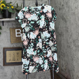 Miss Elaine Womens Short-Sleeve Floral Snap Front Nightgown Gown Black Floral M