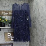 Eliza J Womens Sequined Fringe Illusion Dress EJ4M3449 Navy Blue 10