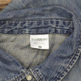 Motherhood Maternity Women Denim Lightweight Snap Long Sleeve Front Shirt Blue L