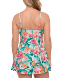 Swim Solutions Bow Front Swimdress One Piece 807158 Tropic Twist White Multi 16