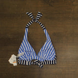 Tommy Bahama Stripe Reversible Halter Bikini Swim Top Mare Navy Blue Multi S