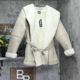 Wild Fable Shawl Collar Waist Tie Button Down Faux Shearling Coat Tan Brown S