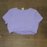 Wild Fable Wome's Ruffle Detail Ribbed Short Sleeve Cropped Rashguard PID-604411