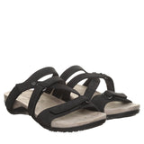 Bearpaw Acacia Microsuede Open Toe Strappy Slide Sandals 91373686 Black 8M