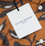 Officine Generale Button-Down Camp Shirt Rouille Iced Coffee Brown Multi S