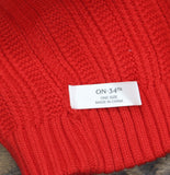 On 34th Rib-Knit Cuffed Beanie with Pom Pom MO1542501 Dark Red