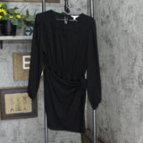 LC Lauren Conrad Womens Wrap Long Sleeve Crochet Front Dress Black M