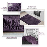 Clara Clark Absorbent Bath Mat Non-Slip Backing Rubber Eggplant Purple 20" x 32"