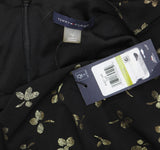 Tommy Hilfiger Fit Flare Waist Tie Printed Ruched-Waist Dress Black / Gold 14