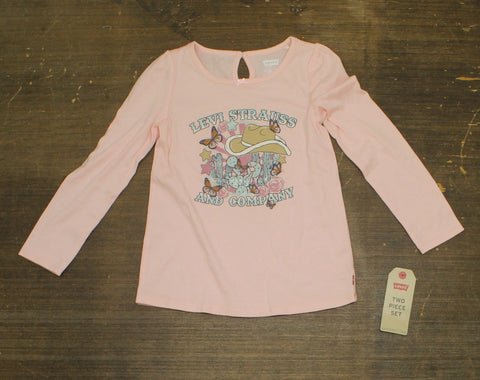 Levi's Little Girls Long Sleeve Shirt Top 31N489F Crystal Rose Pink 6
