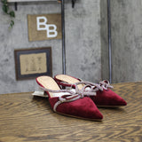 A New Day Womens Gwen Rhinestone Bow Heels Velvet 94656735 Burgundy Red 6M