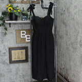 LC Lauren Conrad Womens Tie Shoulder Strap Padded Woven Fit Flare Dress Black S