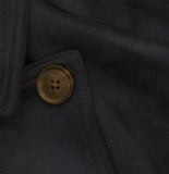 A New Day Faux Suede Waist Tie Button Down Raglan Cut Trench Coat Navy Blue 2X