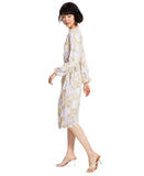 Tinsel Midi Snake Print Balloon Sleeve Wrap Dress MYPD017541 Gray Multi PXL