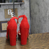 Sun + Stone Reeta Block-Heel Open Toe Micro Suede Platform Sandals New Red 10M
