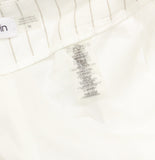 Calvin Klein Womens Pinstriped Belted Pleated Linen Blend Pants Khaki White 16