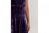 Lauren Ralph Lauren Women's Floral Velvet Belted Cocktail Dress Purple 2