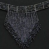 Guess Gothic Crystal Seed Beaded Fringe Choker Necklace Gunmetal Black 13" + 3"