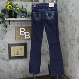 True Religion Womens Becca Mid Rise Crystal Pocket Jeans 2s Body Rinse Blue 27