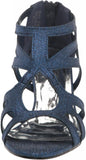 Easy Street Women's Flattery Heeled Glitter Heeled Sandal Navy Glitter Blue 6.5W