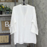 Robin Piccone Womens Woven V Neck Tunic Tie Front Top 222017 White S