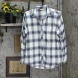 Weatherproof Vintage Long-Sleeve Lightweight Plaid Flannel Shirt Blue L