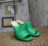 Bar III Womens Heeled Cherr Slide Sandals 10015330500 Green 9M