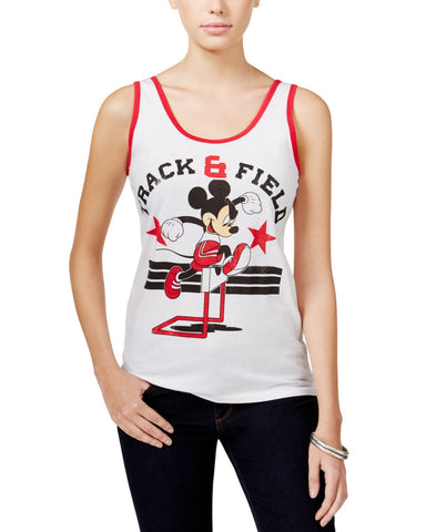 Disney Juniors Mickey Track & Field Graphic Tank Top White M