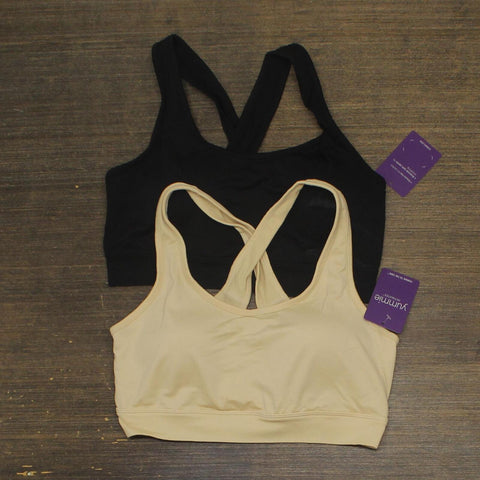 Yummie LOT OF 2 Cross-Back Wireless Bra with Removable Pads Black Frappe L / XL