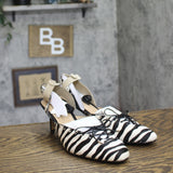 INC International Concepts Lace-up Heel Strappy Sandals Zebra Black White 7.5M