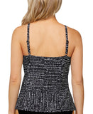 Island Escape Womens Cali Printed Underwire Tankini Swim Top Black / White 12