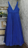 Ieena by Mac Duggal Shimmering Lurex Pleated Maxi Dress Gown Royal Navy Blue 14