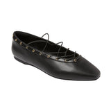 Wild Fable Lace-Up D-Toe Slip-On Ballet Flats with Rivet Trim 94646980 Black 9M