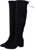 Sugar Womens Ollie Heels Round Toe Over-The-Knee Boots Black Micro 9.5M